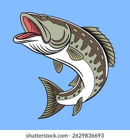 Colorful Snakehead Fish Fresh Water Illustration