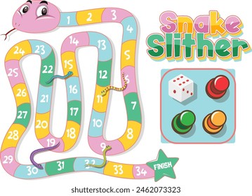 Colorful snake-themed children's board game design