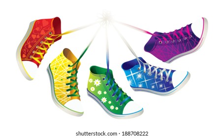 Colorful sneakers.