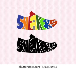colorful sneakers typography suitable for your poster, icon and logo