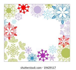 marco colorido de copo de nieve