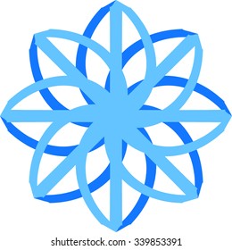 Colorful snowflake on white background. Vector illustration.