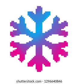 Colorful snowflake in pixel style. Vector illustration. Abstract snowflake icon isolated
