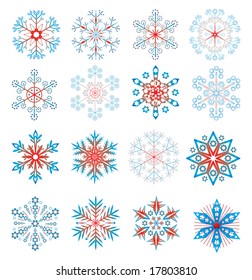 Colorido Snowflake Set. Fácil De Editar Vector De Vacaciones.