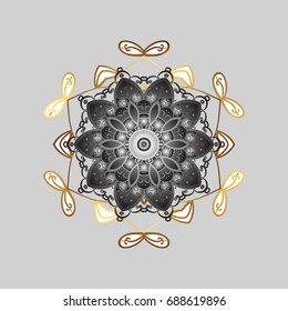 Colorful snowflake Vector illustration. Flat design. Icons, labels. Snowflake icon, isolated. Vector illustration. Vector winter snowflakes on gray background.