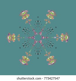 Colorful snowflake Vector illustration. Snowflake icon, isolated. Flat design. Vector illustration. Vector winter snowflakes on colorful background. Icons, labels.