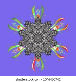 Colorful snowflake Vector illustration. Vector winter snowflakes on colorful background. Vector illustration. Flat design. Snowflake icon, isolated. Icons, labels.
