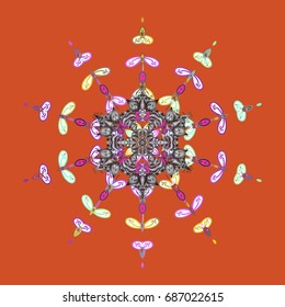 Colorful snowflakes for christmas winter design. Vector illustration. Snowflake doodle graphic hand-drawn.