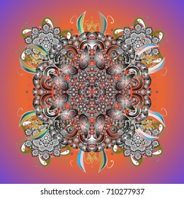 Colorful snowflakes for christmas winter design. Vector illustration. Snowflake doodle graphic hand-drawn.