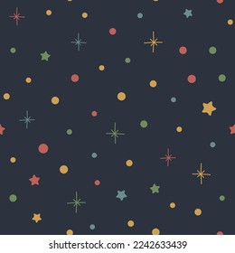 Colorful snowflakes. Creative seamless pattern. Traditional winter holiday. New Year and Christmas