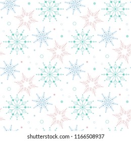 Colorful Snowflakes Seamless Pattern Background