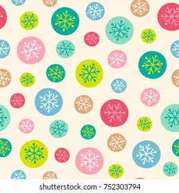 Colorful snowflakes seamless pattern background