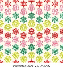 Colorful snowflakes seamless pattern design for christmas and new year celebration.