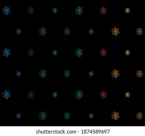 Copos de nieve coloridos. Patrón sin foco. Papel envuelto.	