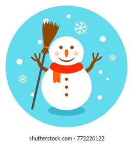 Colorful snowman vector illustration on white background