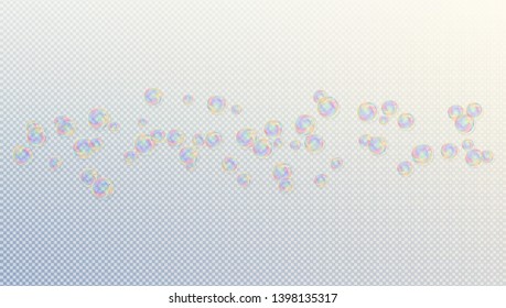 Colorful soap bubbles. Vector illustration with transparent background.