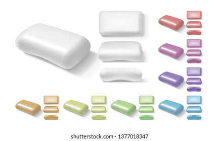 colorful soap from different sides on a white background vector