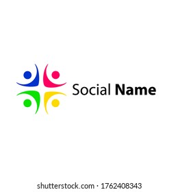 colorful social human logo. Social movement icon