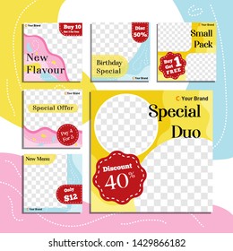 Colorful social media banner retro style. suitable for product promotion and advertisement