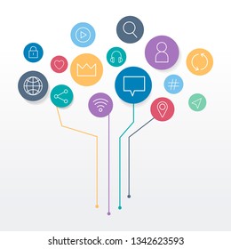 Colorful social media icons background vector