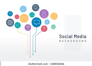 Colorful social media icons background vector