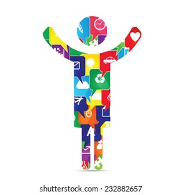 Colorful social media icons in speech bubbles