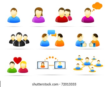 Colorful social media people icon set