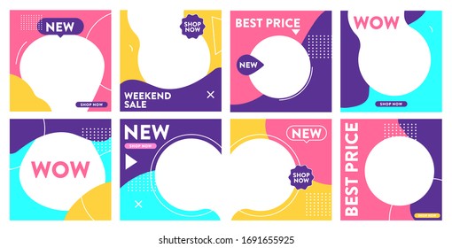 Colorful social media post template, for baby store and fashion. Minimalistic geometric concept. Alternate design is available for your need, suitable for your promotion.