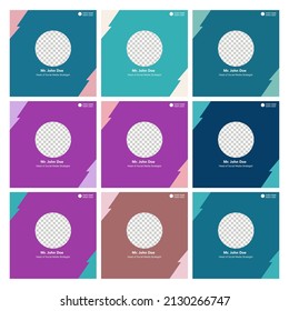 Colorful social media post template with rounded image space.