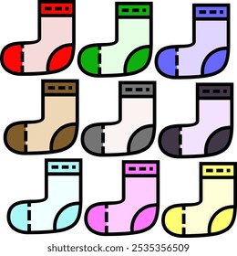 colorful sock backdrop vector icons set