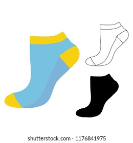 colorful sock sketch, silhouette