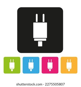 Zócalos coloridos en cuadrados de colores. Conjunto de iconos de tecnología. Ilustración vectorial.