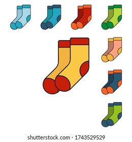 Coloridos calcetines ponen un icono. Diseño plano.