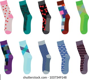 Colorful socks set. vector illustration