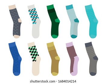 Colorful socks set. vector illustration 