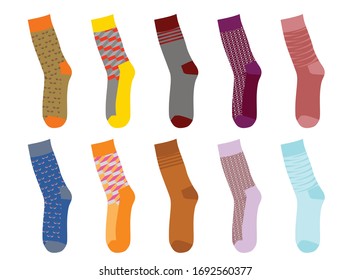 Colorful socks set. vector illustration 