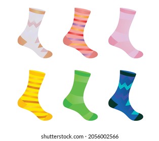 Colorful socks set. vector illustration