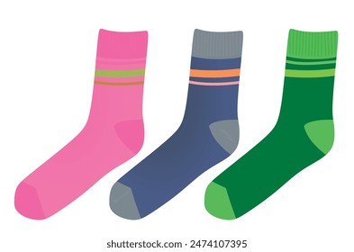 Conjunto de calcetines de colores. Ilustración vectorial