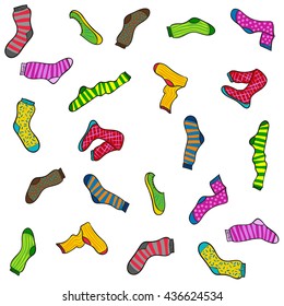 Colorful socks vector pattern