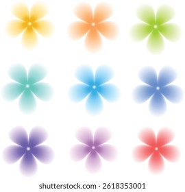 Colorful Soft Glow Flowers Pattern. White background. Isolated. Vector
