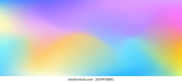 Fondo de gradiente suave colorido con tonos pastel vibrantes de azul, rosa, amarillo y púrpura. Mezcla abstracta suave ideal para Anuncios, Fondos de pantalla y Diseño web.
