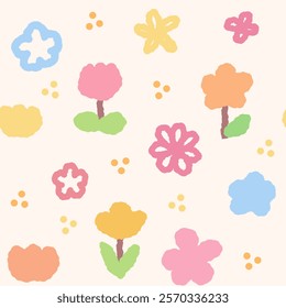 Colorful Soft Pastel Floral Pattern - Fun and Playful Design for Baby Girls and Kids