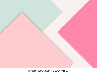 Colorful of Soft Pink and Green Paper Cut Background with Copy Space for Text