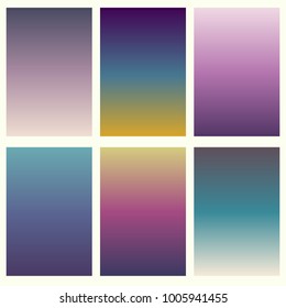 Colorful soft vector backgrounds gradient set. Abstract gradient collection design template