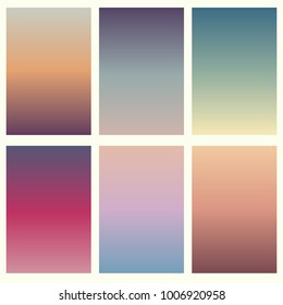 Colorful soft vector backgrounds gradient set. Abstract gradient collection design template