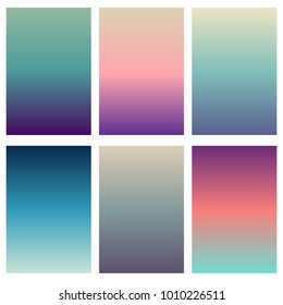 Colorful soft vector backgrounds gradient set. Abstract gradient collection design template