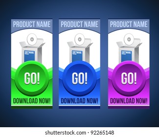Colorful Software Banner Set With Big Button: Version 1