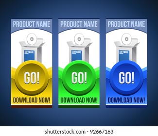 Colorful Software Banner Set With Big Button: Version 2