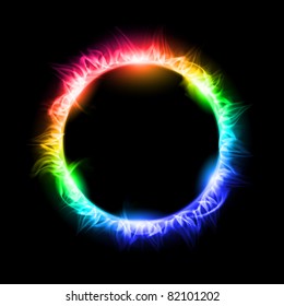 Colorido eclipse solar. Ilustración sobre fondo negro para el diseño