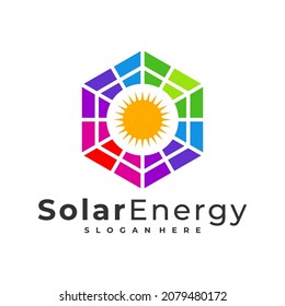 Colorful Solar logo vector template, Creative Solar panel energy logo design concepts